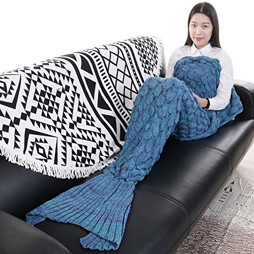 Erwachsene Kinder Meerjungfrau Decke Kuscheldecke Weiche Sofa Strickdecke Für 