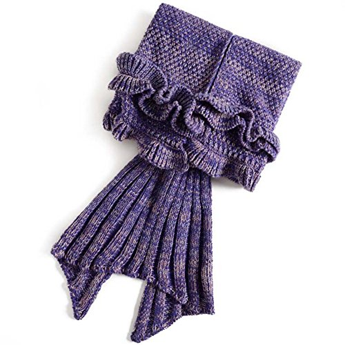 AKSSWEET Volant Decke Knitting Pattern Blanket Mermaid Schwanz-Decken-Sofa schlafen Decke / Klimaanlage Decke Kids Style (Lila)
