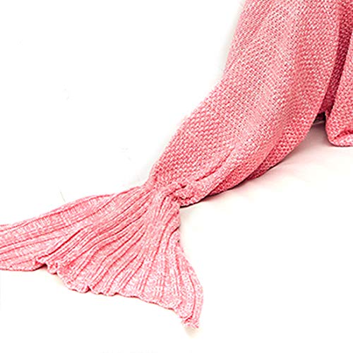 Ericoy Meerjungfrau Decke, Handgemachte häkeln meerjungfrau flosse decke für , Mermaid Blanket alle Jahreszeiten Schlafsack Erwachsene / Kind / Baby(Pinke)M